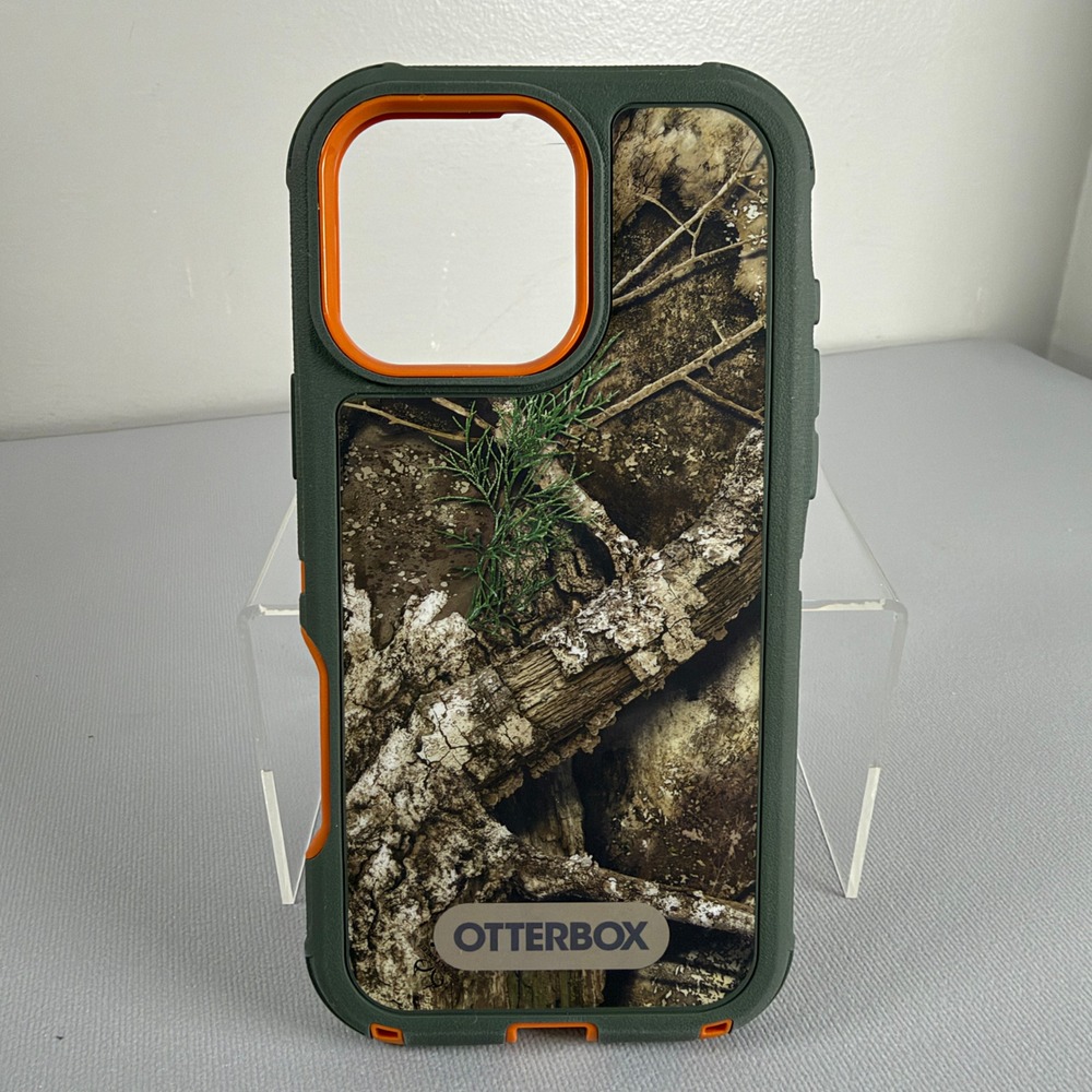 OtterBox Phone Case iPhone 16 Pro Max Green Orange Camo RealTree Defender Series